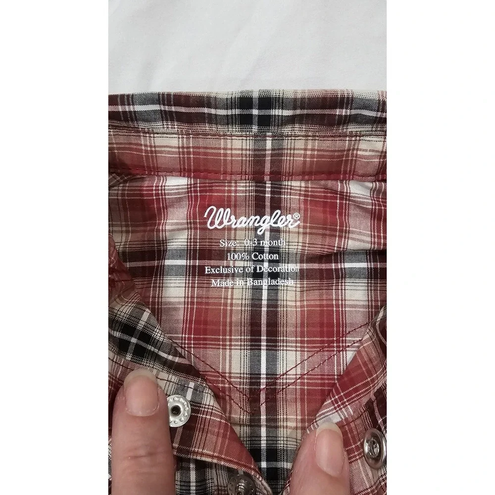 Cowboy Hardware & Wrangler Infant Bodysuit Lot Pearl Snap Two 6 mo & One 0-3 mo